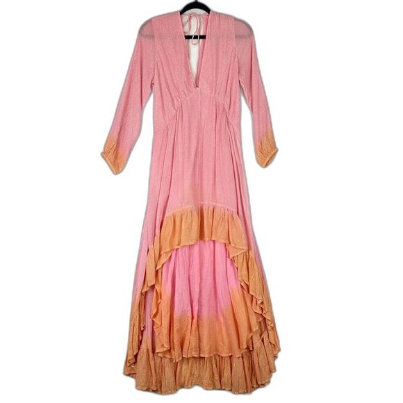 Revolve SUNDRESS Aline Dress Marabella Tie & Dye Size M/L Metallic Hi Low - Picture 3 of 12